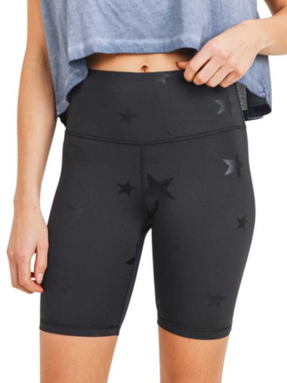Mono B Black Star Print Active Biker Shorts Size S XL 1X 2X 3X